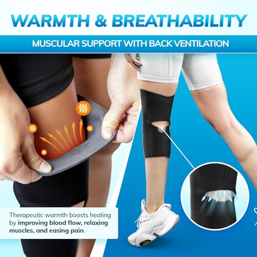 BraceAbility Open Patella/Open Back Neoprene Knee Sleeve | Water-Resistant Athletic Compression Knee Brace for Swimming, Wakeboarding, Scuba Diving, Surfing, Waterskiing and Other Sports (XL)