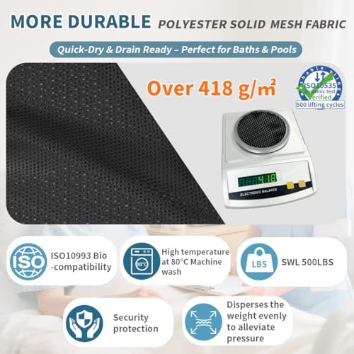 Universal Full Body Patient Lift Sling, Mesh Fabric Patient Sling Transfer and Bathing aids, 500lb Weight Capacity (Large-Black)