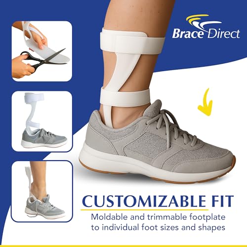 Brace Direct Semi-Rigid Leaf Spring AFO for Foot Drop - Lightweight Posterior Ankle-Foot Orthosis - Trimmable Fit (Men’s Left)