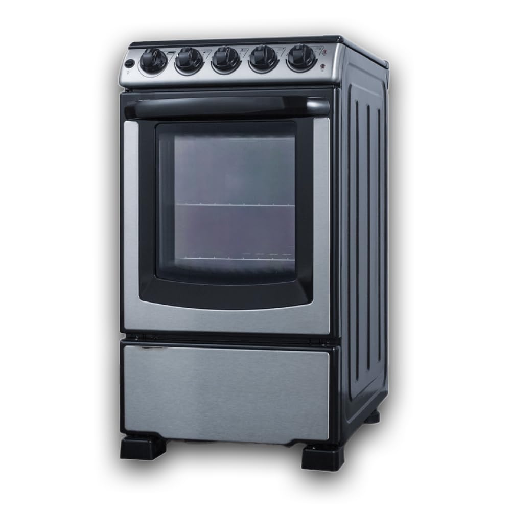 Summit 20” Electric Range, 2.3 cu.ft.Capacity Oven, Smooth Top, 220V 4 Burner Range- REX2071SSRT