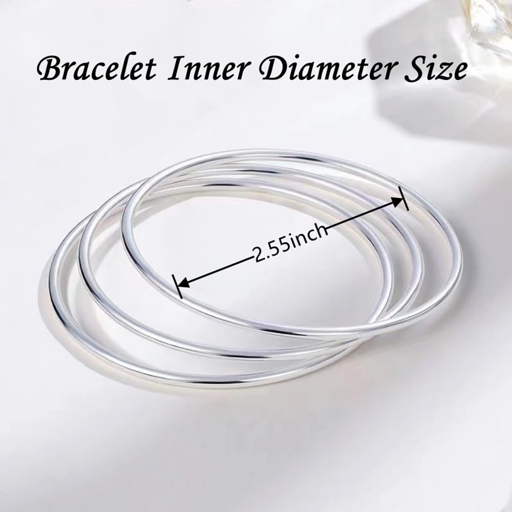 Sterling Silver Bangle Bracelets for Women,Fashion Jewelry Simple Adjustable 925 Silver Cuff Bangles for Women Mom Wife Valentine Mothers Day Gift