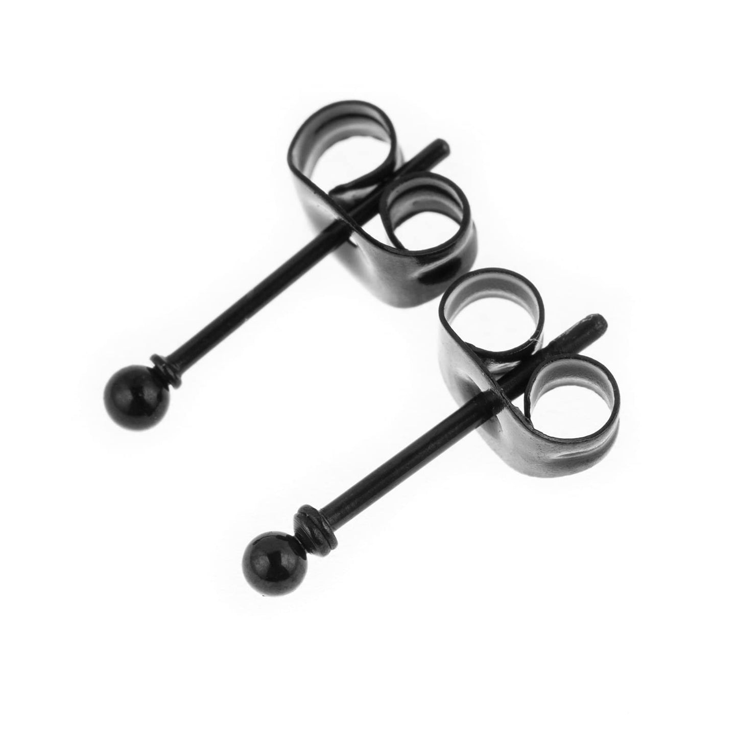 Memsion 316L Surgical Steel Earrings Hypoallergenic Black Ball Stud Earrings Set for Women Men Nickel Free Cartilage Ear Rings 3 Pairs of 2mm Tiny Stainless Steel Stud Earrings