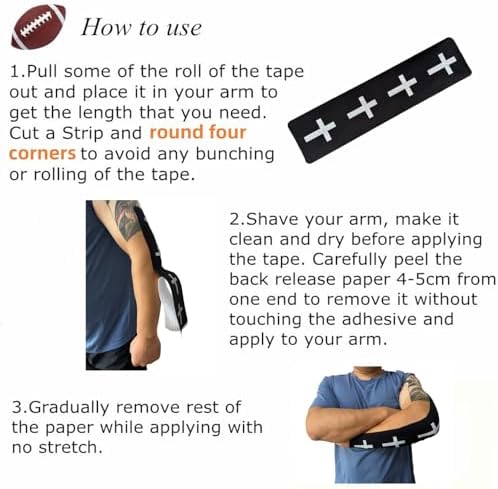 2 Rolls Faith Cross Turf Tape Football - Extra Wide Christian Athletic Turf Tape - Ultra Sticky & Latex Free, Protects from Turf Burn, Waterproof & Flexible (White & Black, 4 inch)