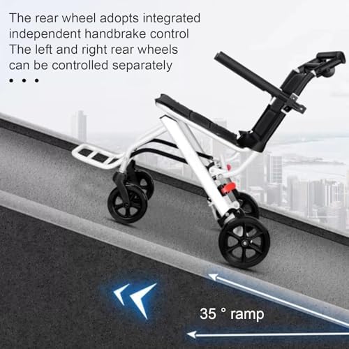 Wheelchairs for Adults Lightweight Portable Wheelchairs Folding for Traveling Ergonomc Design with Adjustable Safety Strap Carbon Steel Frame PU Wheels for Smooth Rid A
