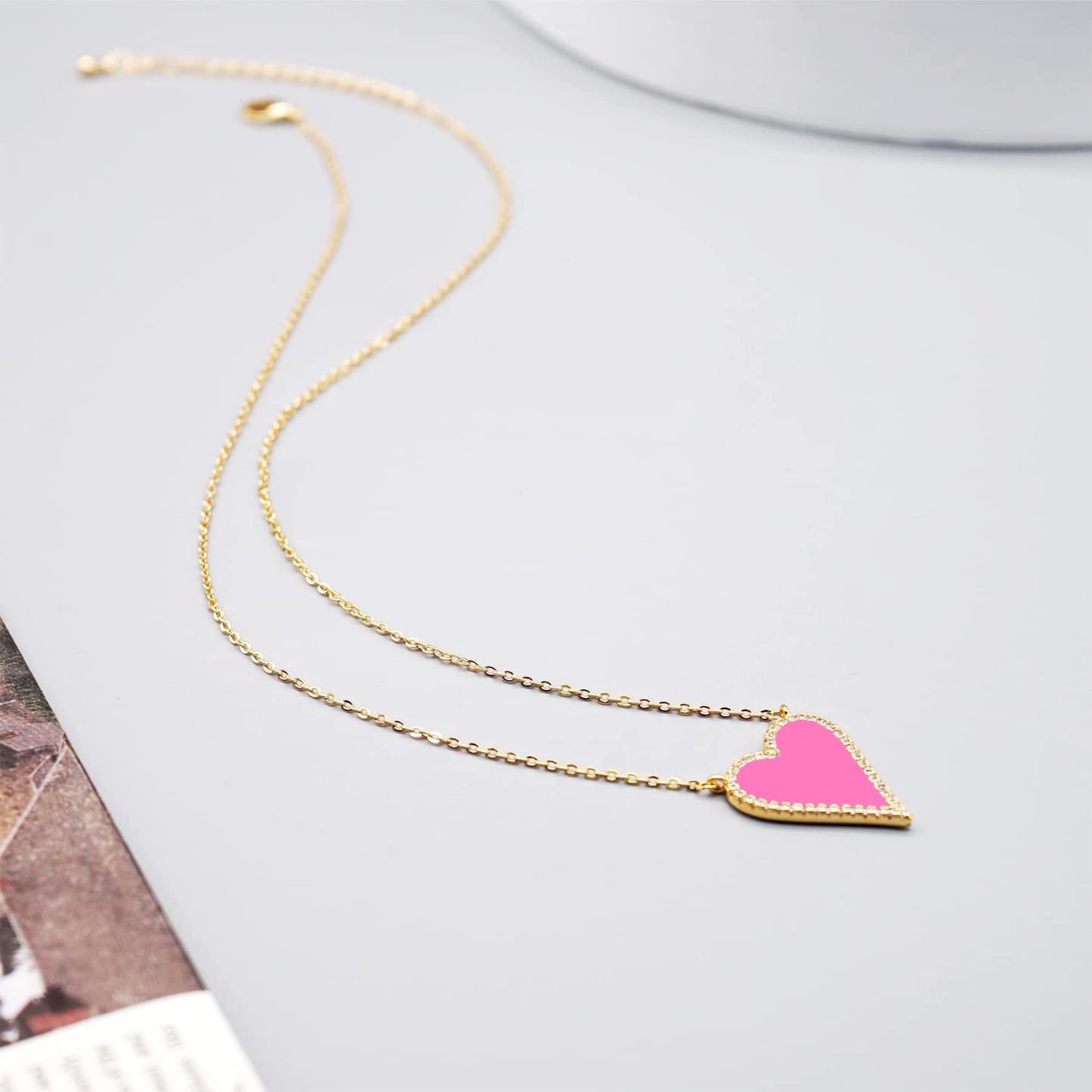 JINGDR Heart Necklace for Women Preppy Jewelry Gold Plated Love Heart Pendant Necklace