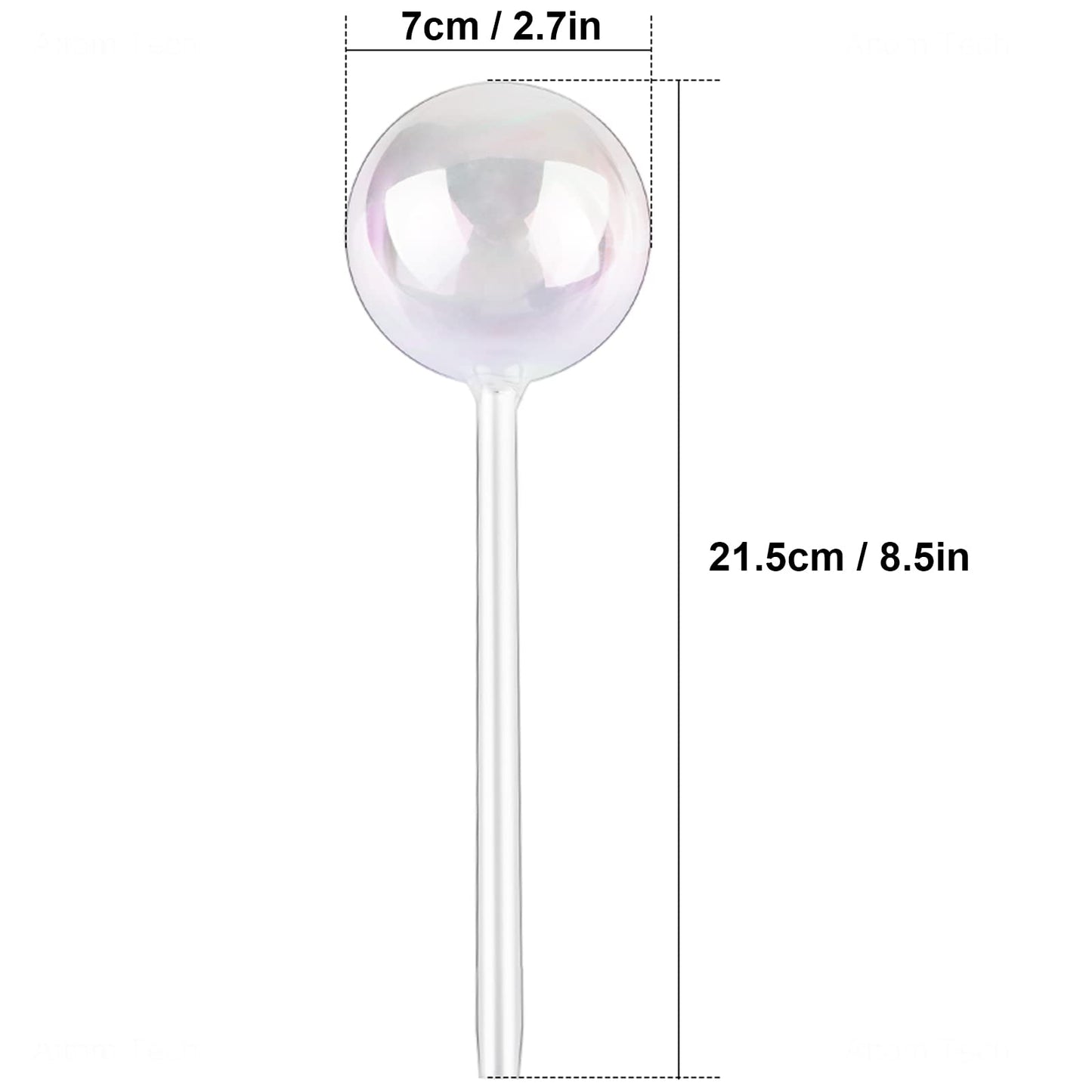 [6 PCS] Light Iridescent Rainbow Gradient Color Clear Glass Self-Watering System Spikes, Automatic Plant Waterer Bulbs