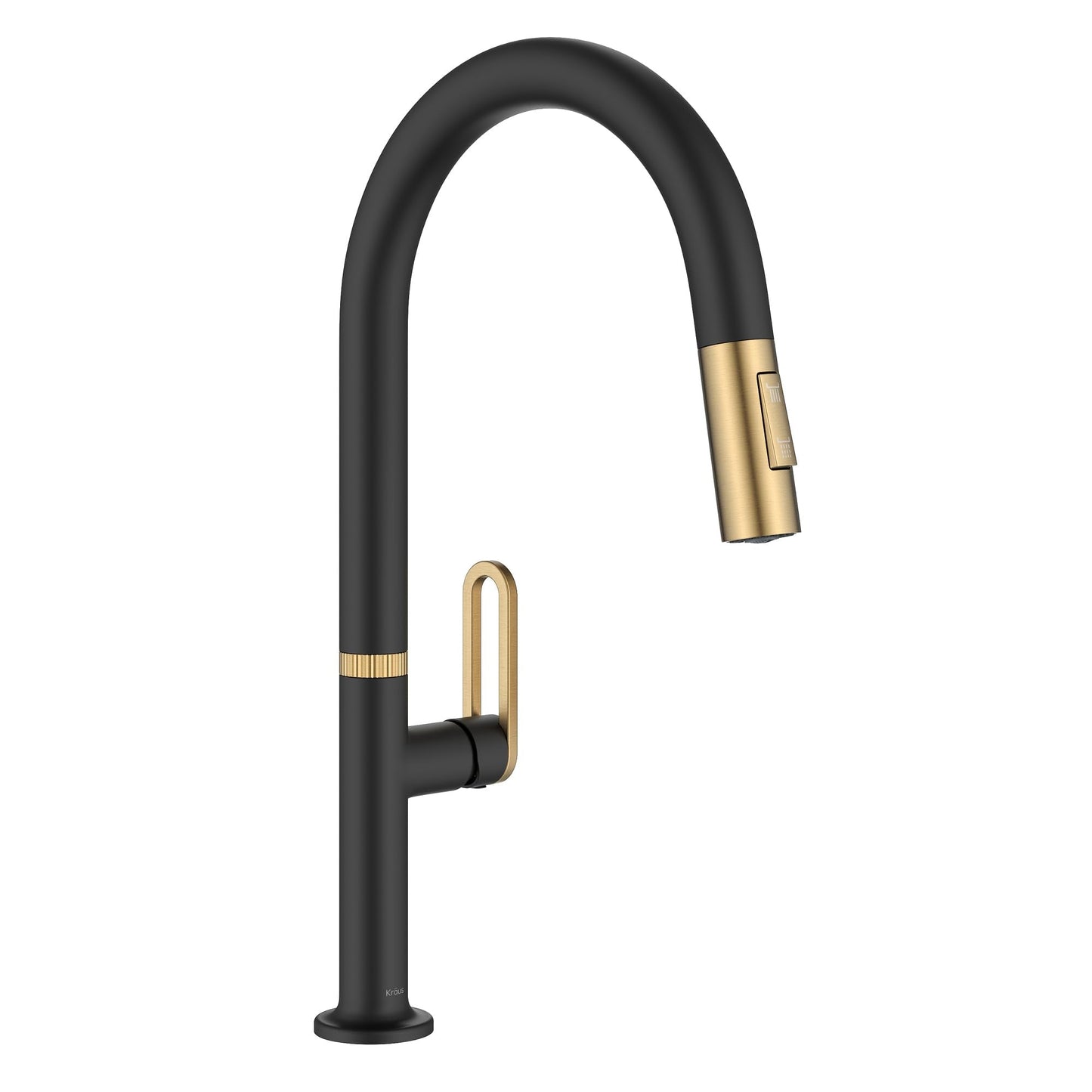 KRAUS Vetra 2-Function Single Handle Pull Down Kitchen Faucet in Spot-Free Brushed Brass/Matte Black, KPF-2850SFBBMB