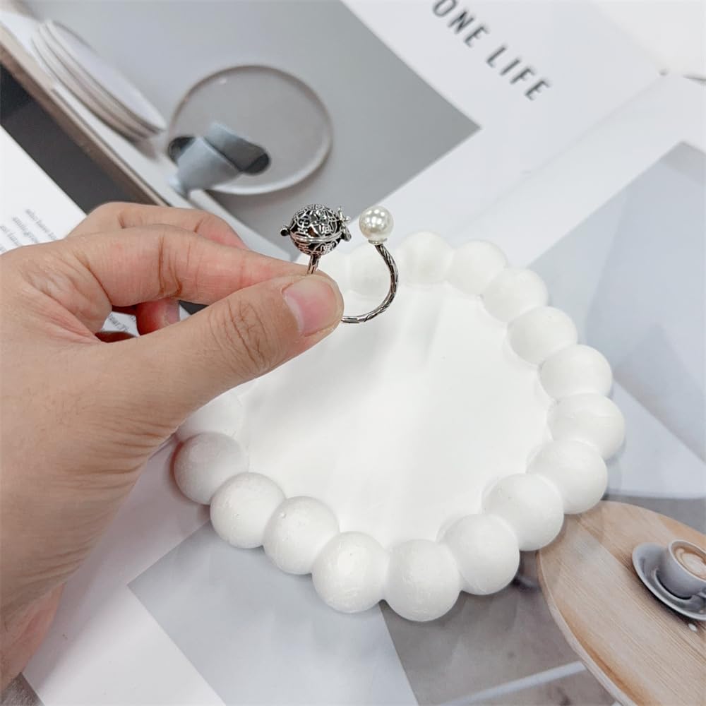 Fashion Pearl Aromatherapy Ring for Women Locket for Fragrant Ball Charm Adjustable Open Rings Unique Portable Mini Diffuser Rings for Essential Oils Perfect for Daily Wear Yoga Meditation Jewelry