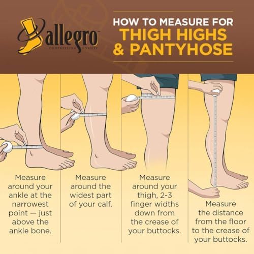 Allegro 15-20mmHg Essential 5 Sheer Support Hose - Comfortable, Thigh High, Open Toe, Compression Stockings for Women