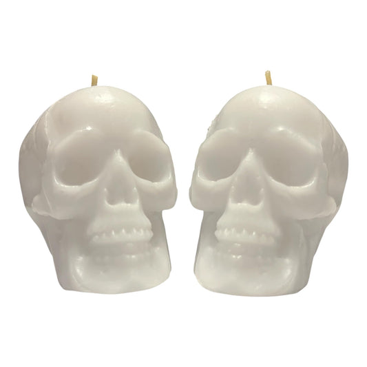 2 pcs White Skull Candles for Purity and Strength (Witches, Figure, aessthetic, Skeleton, Goth, Spooky, Ritual, Fireplace, Decorations, Bloody, Brain, Spiritual, Weird, Satanic, drip)