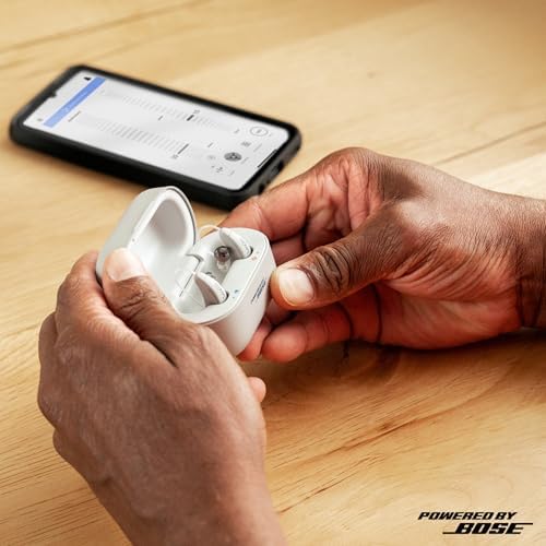 Lexie B2 Plus Powered by Bose - Self-Fitting Rechargeable OTC Hearing Aids for Mild to Moderate Hearing Loss in Adults and Seniors - Clear Sound - Wireless Charging Case - Bluetooth-Enabled - Gray