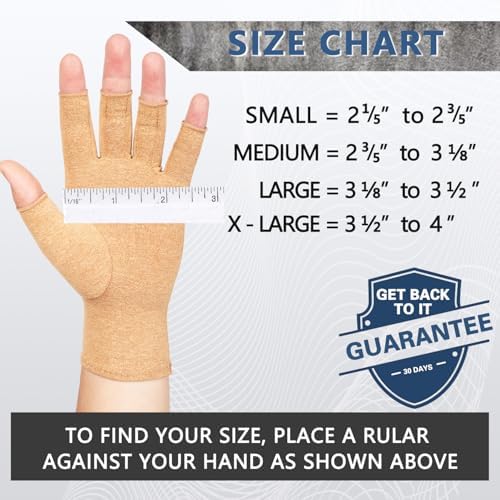 2 Pairs Arthritis Compression Gloves for Women Men, Fingerless Breathable & Moisture Wicking Compression Gloves for Relieving Carpal Tunnel Aches, Rheumatoid Pains, Joint Swell Nude S