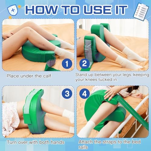 TrelaCo 2 Pcs Bedridden Patient Turning Device Set, Including 1 Turning Pillow and 1 Turning Belt, Prevent Muscle Atrophy for Elderly Seniors Disability Prevention Bed Sore Aid Care(Green)