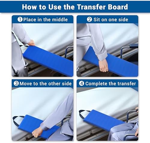 Skil-Care Transfer Board and Slide Board, 30"L x 8"W, 2 Reinforced Handles, Padded Slide Board for Transferring, Easy Move Assist for Senior & Disabled, 450LB Weight Capacity, 708170