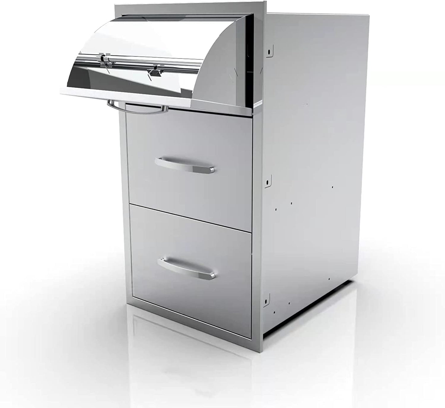 Outdoor Kitchen Triple Drawers 17" W x 30" H x 21" D Built-in BBQ Drawer with Paper Towel Holder Combo Stainless Steel Access Drawers for Outdoor Kitchen Island or Grill Station