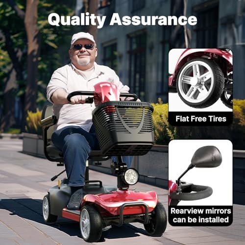 iScooter X-02 Mobility Scooter, 12/24 Miles Electric Wheelchair Device, Up to 300LBS, 4 Wheel Foldable Mobility Scooter for Adults & Seniors, LED Headlight, Basket, Cup Holder, Long Range