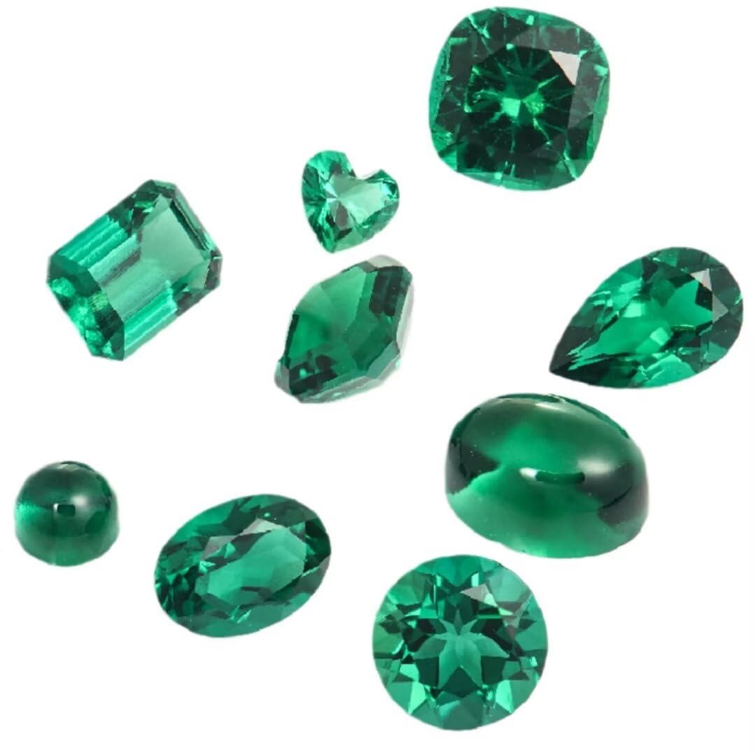 1PCS 6.5 * 6.5mm Heart Laboratory Cultivates Zambian Emerald about 1CT