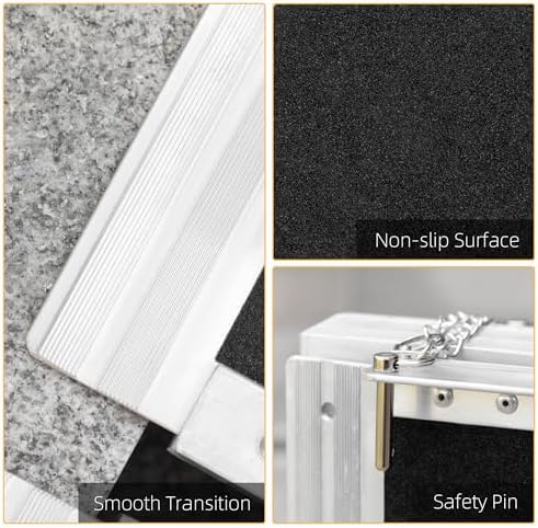 HOMCOM Wheelchair Ramp 10FT, Folding Aluminum Threshold Ramp with Non-Slip Surface, Transition Plate, 594lbs Weight Capacity for Home, Doorways, Curbs, Steps
