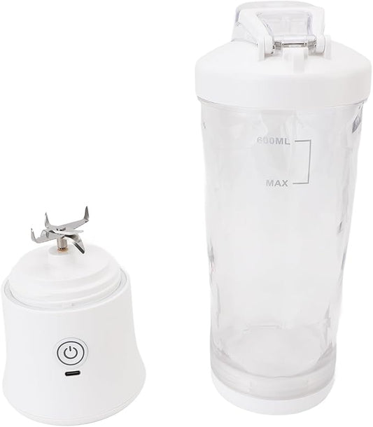Qinlorgo Portable Blender, 600ml 18000RPM USB C Rechargeable Mini Juicer Cup with Stainless Steel Blades and RGB Light, for Travel Gym Outdoor Sports