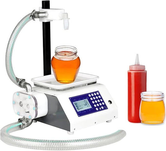 Honey Filling Machine, Automatic Quantitative Viscous Liquid Filing Machine, 100-5000g Bottle Filling Machine, Digital Control Quick Filler for Ketchup Syrup Paste Lotion Filling