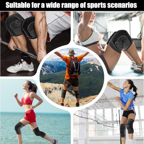 Compression Knee Pads for Women Men Sports 2 Pack Knee Sleeves with Patella Gel Pad & Side Stabilizers, Knee Braces for Knee Support Workout Sports ACL & Arthritis Pain Relief Black (XXL)
