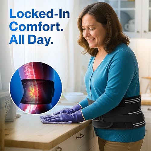 Modvel Back Brace for Lower Back Pain Women and Men – Lumbar Support Belt for Sciatica, Herniated Disc, Muscle Strain – Adjustable Breathable Work Brace with 6 Stays – Support for Posture– Size XXL