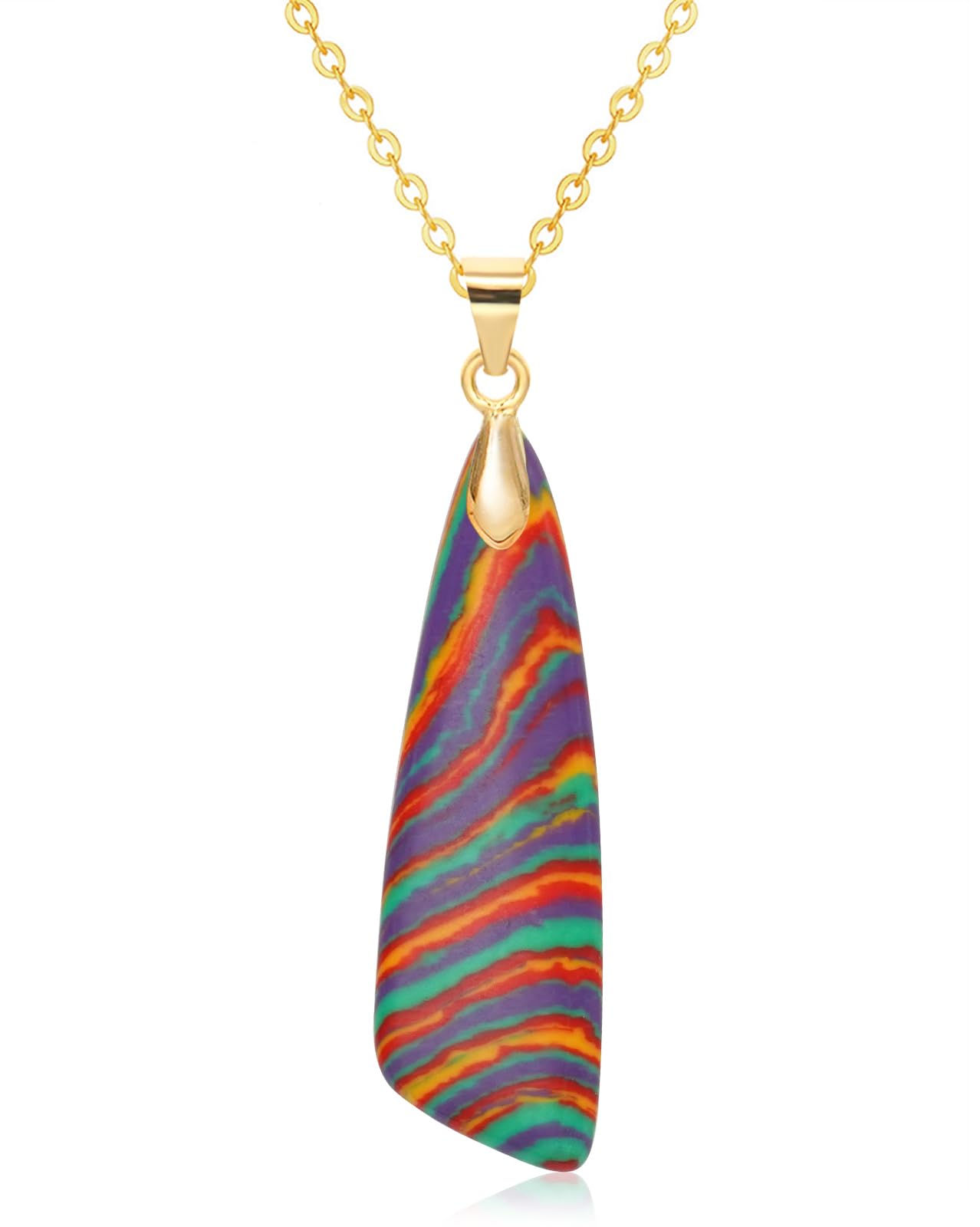 Wovanoo Nature Stone Necklaces for Women Boho Pendant Necklace 18K Gold Chain Necklaces Flower Gold
