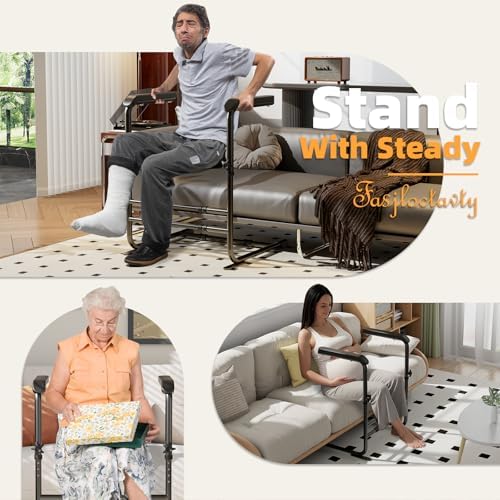 Couch Stand Assist with Wide Handle for Elderly, Height & Width Adjustable Chair Lift Assistance for Seniors, Pregnancy, Disabled, Soft Grip Mobility Aid,450 lbs Capacity (Black)