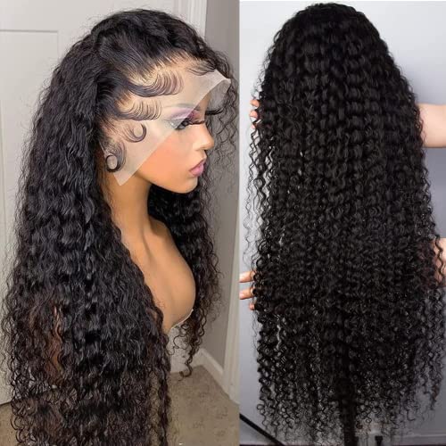 13x4 Lace Front Wigs Human Hair 180% Density Deep Wave Frontal Wigs Human Hair Pre Plucked with Baby Hair Glueless Wigs Human Hair for Black Women, 20 Inch