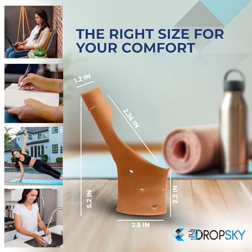Dropsky [4pack] Waterproof Wrist Wraps Thumb Support With Gel Pad, Thumb Brace for Arthritis Pain and Support - Thumb Wrist Brace, Carpal Tunnel Relief - Left and Right Hand - Lightweight, Therapy Rubber-Latex. (Nude).