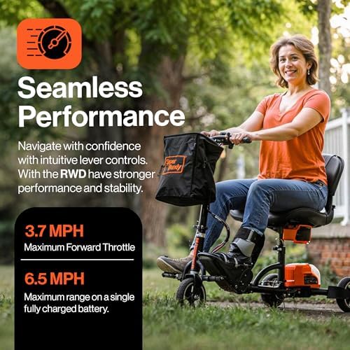 SuperHandy Passport Mobility Scooter for Adults - Foldable, 3 Wheel, Airline Travel Friendly - 13 Mile Range, 48V 2Ah Li-Ion Swappable Battery System (1 Li-Ion Battery)