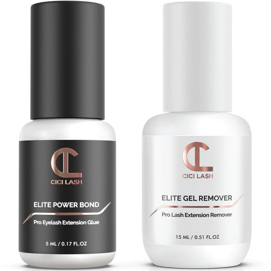 Elite Power Eyelash Extension Glue & Remover Gel | 8 Week Retention, 1-2 Second Drying Time | Deep Black Color | Latex Free | Super Fast Professional Removal | Easy to Control | Professional Lash Supp