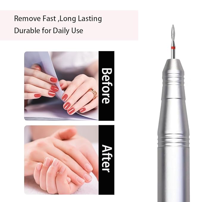10pcs Diamond Flame Cuticle Drill Bits Set, Professional Cuticle Nail Drill Bits for Dead Skin 3/32'' Nails Dry Manicure Pedicure Shape Remove Nail Salon Tools(Fine-F)