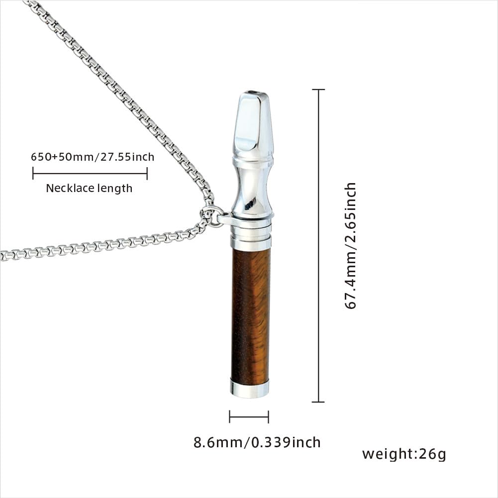 Anxiety Breathing Necklace Meditation Natural Crystal & Stone Breathe Necklace Stainless Steel Quit Vaping tools Mindfulness Pendant Stress Relief & Natural Calm (Obsidian)