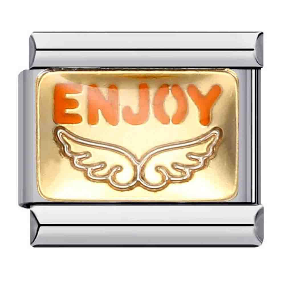 Jukoclut 9mm Italian Style Modular Charm Bracelet Link Handmade DIY Stainless Steel Jewelry Gifts for Women (Enjoy)