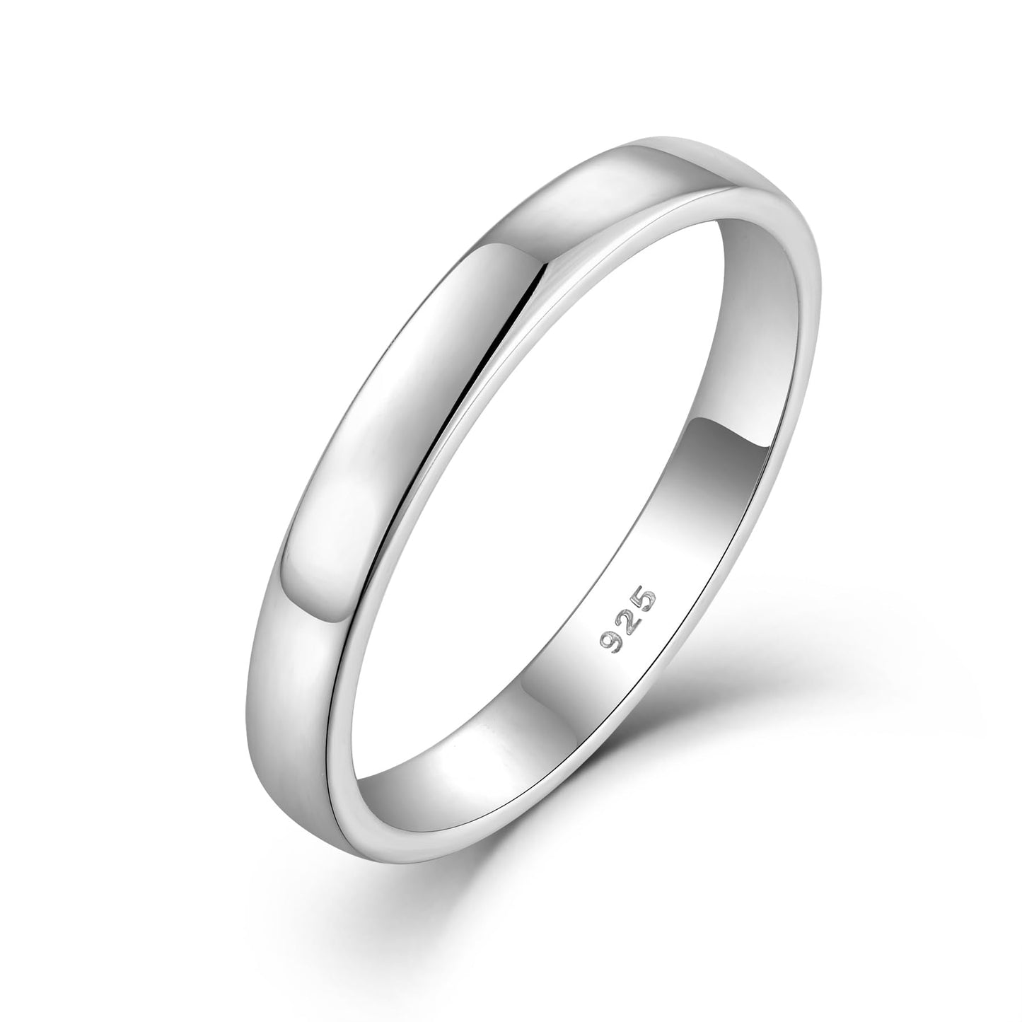 STARCHENIE Solid 925 Sterling Silver 3mm Wedding Band Ring, Comfort Fit High Polish, for Men and Women (Size 9)
