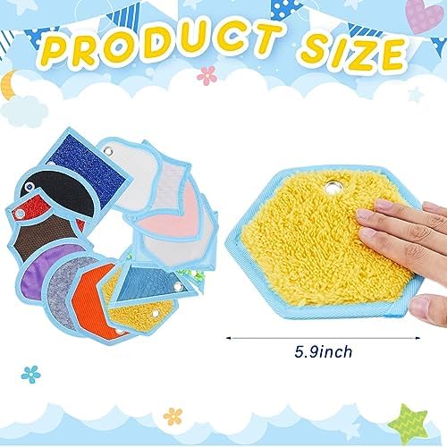 Haull 15 Set Sensory Mats Assorted Textured Sensory Floor Tiles Room Wall Panel Sensory Exercise Tactile Toy for Autistic Children Kids Baby Toddler Fidgeting Activity(Mixed Shapes,5.91 Inch)