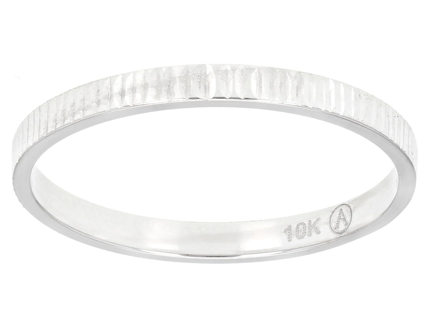 JTV 10K White Gold, Yellow Gold or Rose Gold 2mm Textured Band Ring - Elegant and Durable Wedding Band for Men and Women (White Gold, 5)