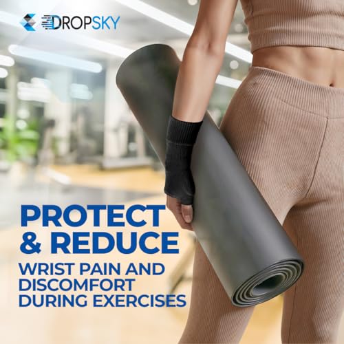 DropSky [4pcs] Gel Wrist Thumb Support Braces Soft with Gel Pad, Breathable Design, Relief Pain Carpal Tunnel, Arthritis Thumb, Fits Both Hands, Lightweight Support (Black)