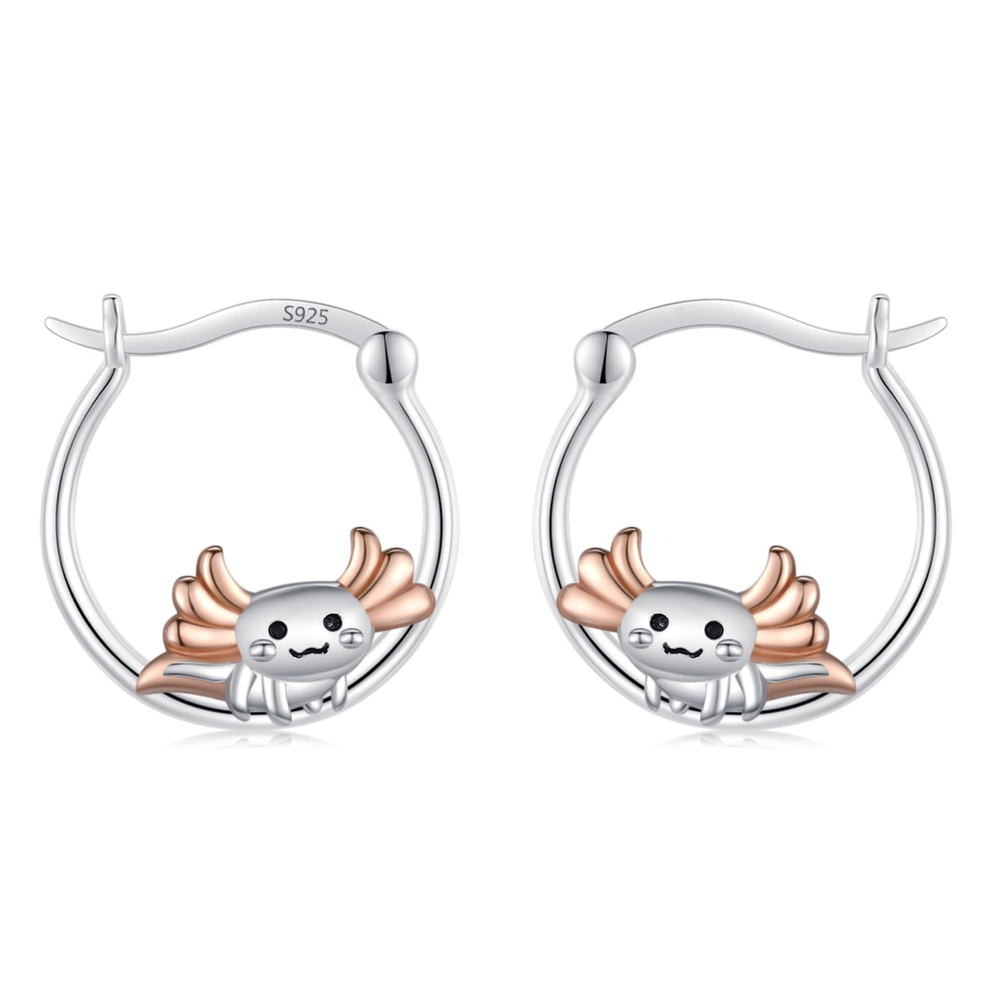 JUSTKIDSTOY Axolotl Earrings for Women Girls 925 Sterling Silver Hypoallergenic Cute Sea Creature Hoop Earrings Kawaii Axolotl Jewelry Graduation Gifts for Women Daughter Her