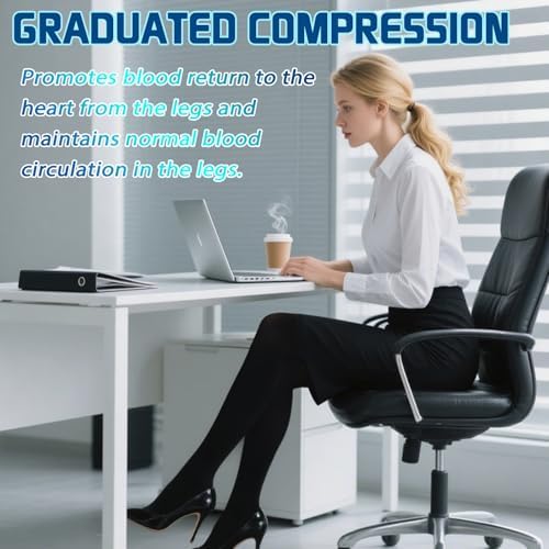 Medical Compression Stockings for Women and Men, 20-30 mmHg Thigh High Compression Socks Women Closed Toe Graduated Compression Socks for Varicose Veins, Edema, DVT, Dot-Top(Black,4XL)