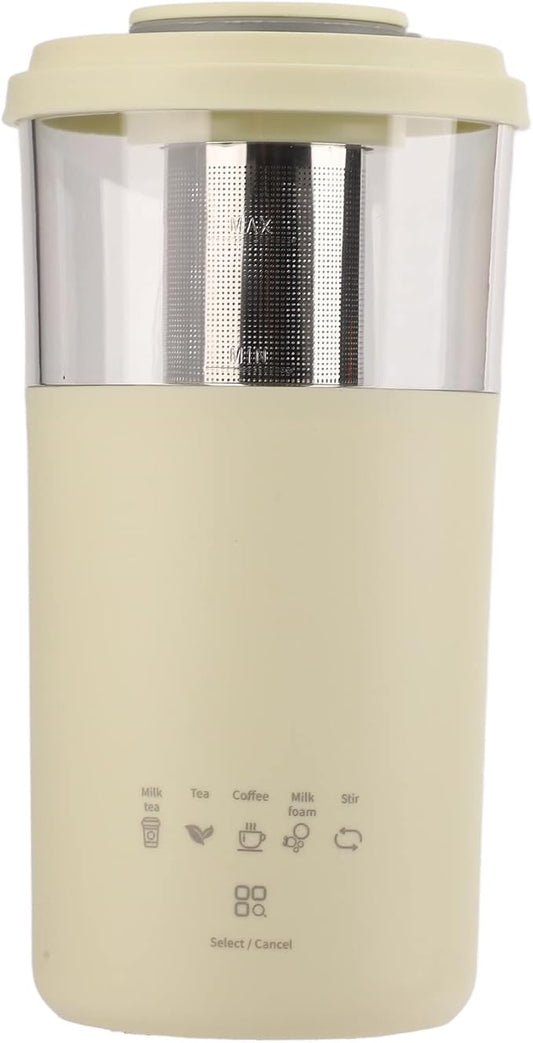 Milk Frother, 350ml Portable Electric Frother for Coffee, Automatic Milk Foamer for Latte Cappuccino Chocolate Milk Tea (Yellow)
