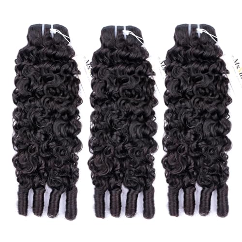 MsSunlight Burmese Curly Bundles Human Hair 100% Unprocessed Quick Weave 15A Water Wave with Spiral Curly End Real Human Hair Extensions Natural Black 24 Inch