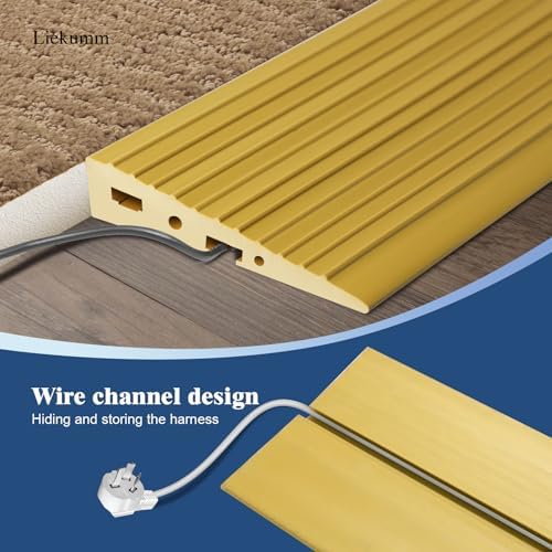 LIEKUMM 1" Rise PVC Threshold Ramp for Doorways, Wheelchair Ramp with 1700 lbs Capacity, Portable Door Ramp for Electric Wheelchairs, Strollers, Garage, Robot Vacuums, Yellow