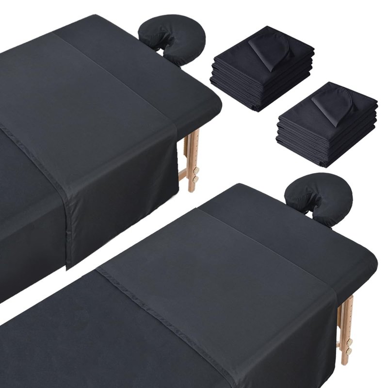2 Sets Microfiber Massage Table Sheets, 3 Piece Reusable Massage Bed Cover Per Set, Lash Bed Cover Soft, Light-Weight, Stain & Wrinkle Resistant for Spa Beauty Tattoos