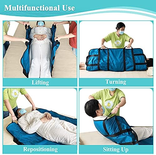 NEPPT Positioning Bed Pads for Elderly Transfer Sheet Hospital Bed Blanket Bedridden Patient Turning Body Lift Assist Draw Sheets with Handles for Pull, Slide, Repositioning, Transferring (48" X 40")