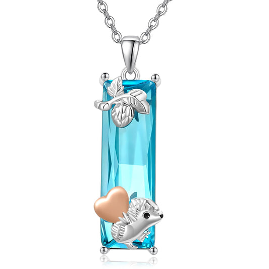 AENEAS Valentines Day Gifts for Women Her Hedgehog Necklace for Women 925 Sterling Silver Blue Crystal Love Heart Jewelry Gift for Animal Lover Women Wife Her