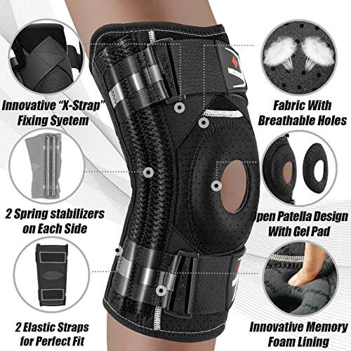 NEENCA Professional Knee Brace for Knee Pain, Adjustable Knee Support with Patented X-Strap Fixing System, Support and Stability for Joint Pain Relief, Arthritis, Meniscus Tear,ACL,PCL, Runner, Sports
