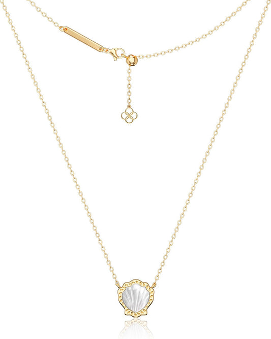AICase 18K Gold Plated Pendant Necklace for Women,Dupes Shell Ivory Mother Of Pearl Fashion Dainty Jewelry,Anniversary Birthday Gifts for Women/MoM/Sister/Friends/Her/Wife/Grandma/Coworker_White