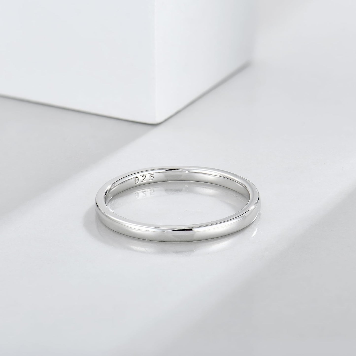 STARCHENIE Solid 925 Sterling Silver 2mm Wedding Band Ring, Comfort Fit High Polish, for Men and Women (Size 8)